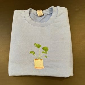 blue plant crewneck from etsy